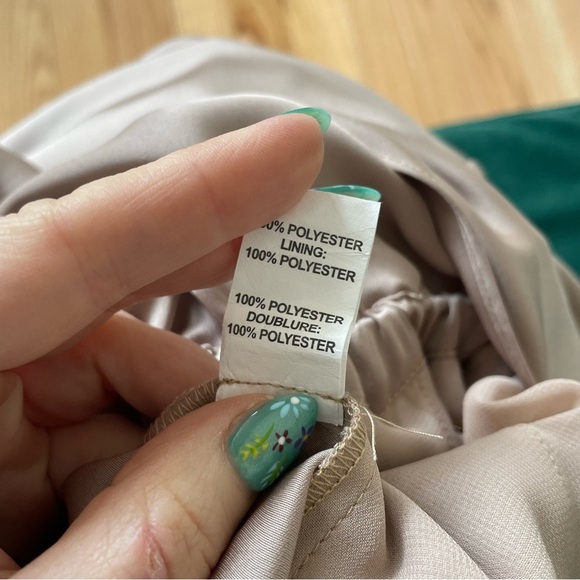 Ramy Brook Alec Front Tie Champagne Beige Satin Charmeuse Plunge Neck Jumpsuit S - Picture 10 of 11